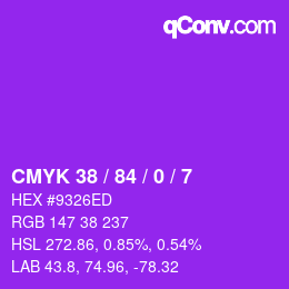 Farbcode: CMYK 38 / 84 / 0 / 7 | qconv.com