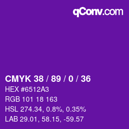 Color code: CMYK 38 / 89 / 0 / 36 | qconv.com