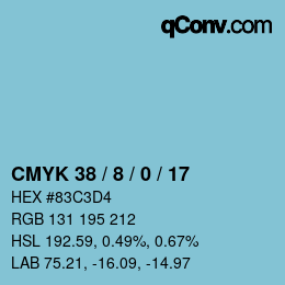 颜色代码: CMYK 38 / 8 / 0 / 17 | qconv.com