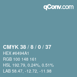 カラーコード: CMYK 38 / 8 / 0 / 37 | qconv.com
