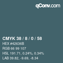 Color code: CMYK 38 / 8 / 0 / 58 | qconv.com