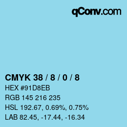 カラーコード: CMYK 38 / 8 / 0 / 8 | qconv.com