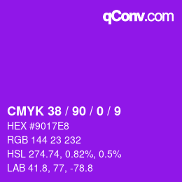 颜色代码: CMYK 38 / 90 / 0 / 9 | qconv.com