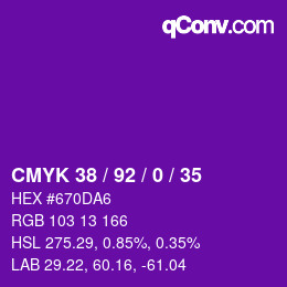 Color code: CMYK 38 / 92 / 0 / 35 | qconv.com