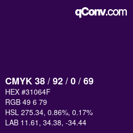 Color code: CMYK 38 / 92 / 0 / 69 | qconv.com