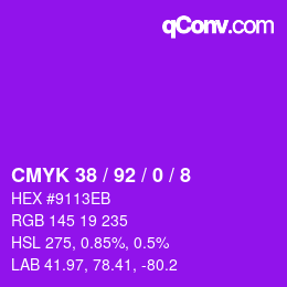 颜色代码: CMYK 38 / 92 / 0 / 8 | qconv.com
