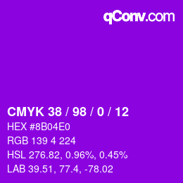 Color code: CMYK 38 / 98 / 0 / 12 | qconv.com