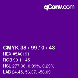 Color code: CMYK 38 / 99 / 0 / 43 | qconv.com