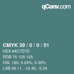 Color code: CMYK 39 / 0 / 0 / 51 | qconv.com