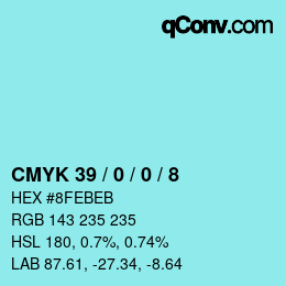 Color code: CMYK 39 / 0 / 0 / 8 | qconv.com