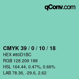 Código de color: CMYK 39 / 0 / 10 / 18 | qconv.com