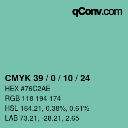 Color code: CMYK 39 / 0 / 10 / 24 | qconv.com