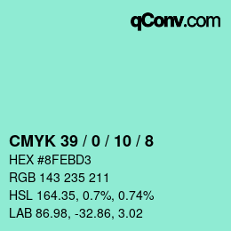カラーコード: CMYK 39 / 0 / 10 / 8 | qconv.com