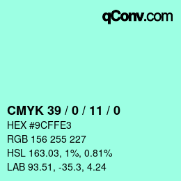 颜色代码: CMYK 39 / 0 / 11 / 0 | qconv.com