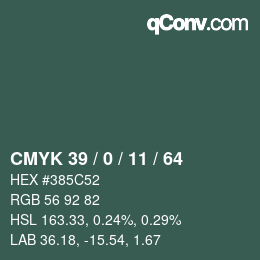 Color code: CMYK 39 / 0 / 11 / 64 | qconv.com