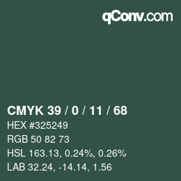 Color code: CMYK 39 / 0 / 11 / 68 | qconv.com
