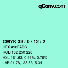 カラーコード: CMYK 39 / 0 / 12 / 2 | qconv.com