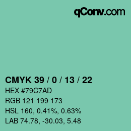 Color code: CMYK 39 / 0 / 13 / 22 | qconv.com