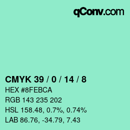 カラーコード: CMYK 39 / 0 / 14 / 8 | qconv.com