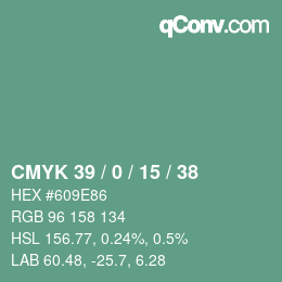 Farbcode: CMYK 39 / 0 / 15 / 38 | qconv.com
