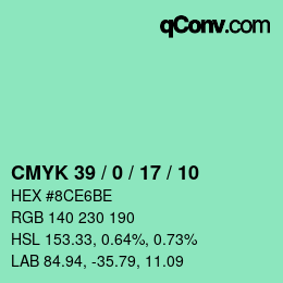 Color code: CMYK 39 / 0 / 17 / 10 | qconv.com