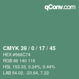 颜色代码: CMYK 39 / 0 / 17 / 45 | qconv.com