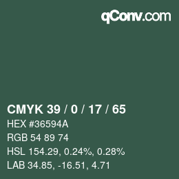 颜色代码: CMYK 39 / 0 / 17 / 65 | qconv.com