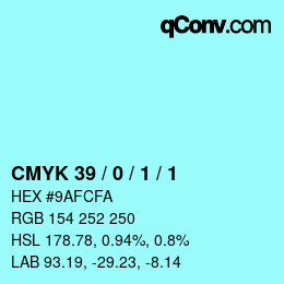 カラーコード: CMYK 39 / 0 / 1 / 1 | qconv.com