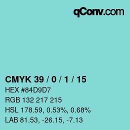 カラーコード: CMYK 39 / 0 / 1 / 15 | qconv.com