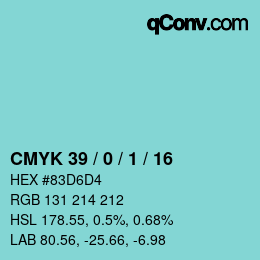 カラーコード: CMYK 39 / 0 / 1 / 16 | qconv.com