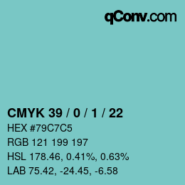 Color code: CMYK 39 / 0 / 1 / 22 | qconv.com