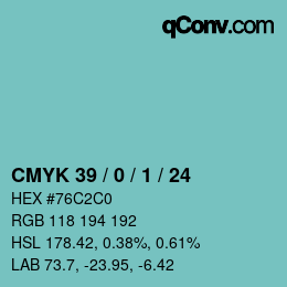 カラーコード: CMYK 39 / 0 / 1 / 24 | qconv.com