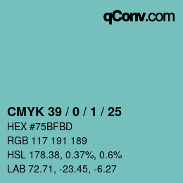 Color code: CMYK 39 / 0 / 1 / 25 | qconv.com