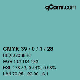 Color code: CMYK 39 / 0 / 1 / 28 | qconv.com