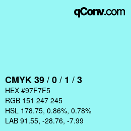 カラーコード: CMYK 39 / 0 / 1 / 3 | qconv.com