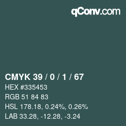 Color code: CMYK 39 / 0 / 1 / 67 | qconv.com