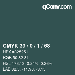 Color code: CMYK 39 / 0 / 1 / 68 | qconv.com
