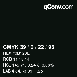 Color code: CMYK 39 / 0 / 22 / 93 | qconv.com