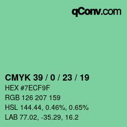 カラーコード: CMYK 39 / 0 / 23 / 19 | qconv.com