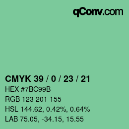 カラーコード: CMYK 39 / 0 / 23 / 21 | qconv.com