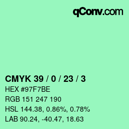カラーコード: CMYK 39 / 0 / 23 / 3 | qconv.com