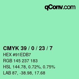 カラーコード: CMYK 39 / 0 / 23 / 7 | qconv.com