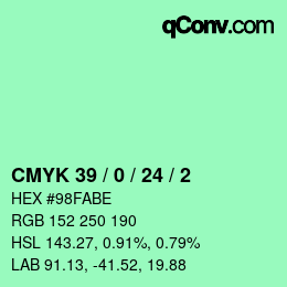 カラーコード: CMYK 39 / 0 / 24 / 2 | qconv.com