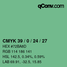 カラーコード: CMYK 39 / 0 / 24 / 27 | qconv.com