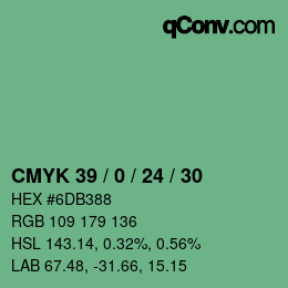カラーコード: CMYK 39 / 0 / 24 / 30 | qconv.com
