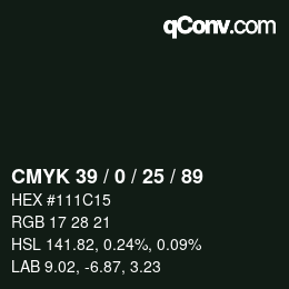カラーコード: CMYK 39 / 0 / 25 / 89 | qconv.com