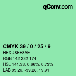 颜色代码: CMYK 39 / 0 / 25 / 9 | qconv.com