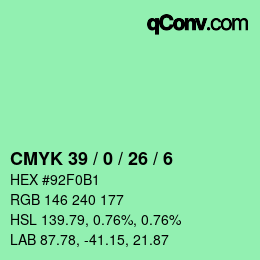 カラーコード: CMYK 39 / 0 / 26 / 6 | qconv.com