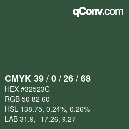 カラーコード: CMYK 39 / 0 / 26 / 68 | qconv.com