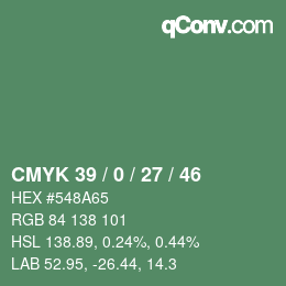 颜色代码: CMYK 39 / 0 / 27 / 46 | qconv.com